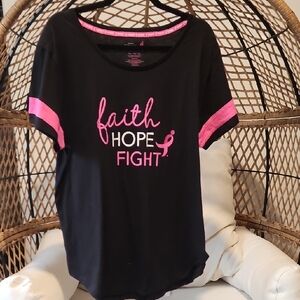 Faith Hope Fight Women's Black and Pink Tee